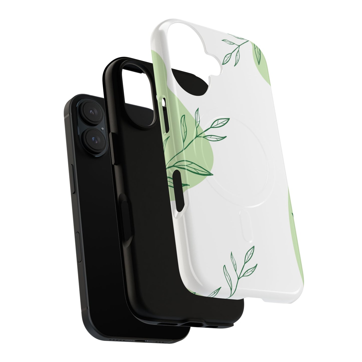 Stylish Tough iPhone Magnetic Cases with Leaf Design, iPhone Protection Cases, Greenery iPhone Covers, Eco-Friendly iPhone Accessories, Gift for Her.