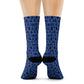 Winter Wonderland Navy Crew Socks - Soft & Elastic Polyester/Spandex Blend - One Size Fits All