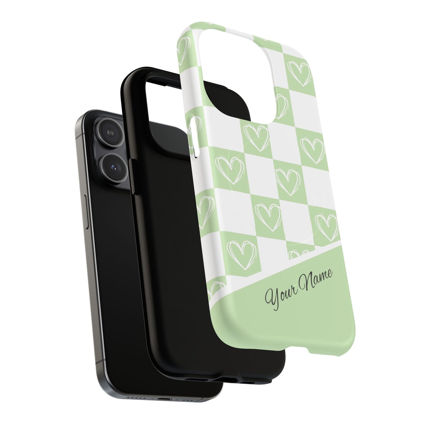 Personalized Chic Heart Pattern iPhone Case | Tough Magnetic Cases, Stylish iPhone Protection, Gift for Her, Trendy Accessories, Everyday Use