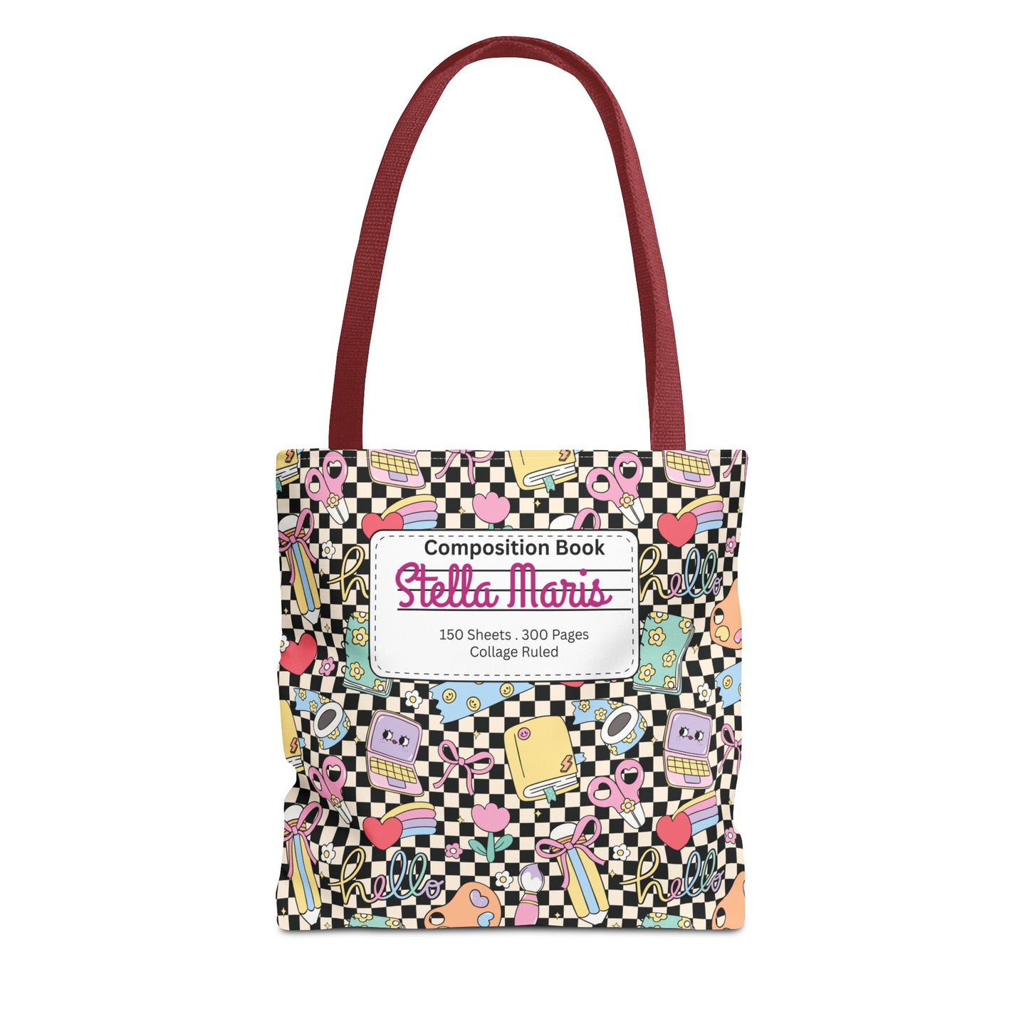 Personalized Black Doodle Daydream Composition Book Inspired Tote Bag, Back to School Tote, Teacher Gift, Kids Bag, Custom Name Bag, Educational Accessories, Back to School Tote Bag.