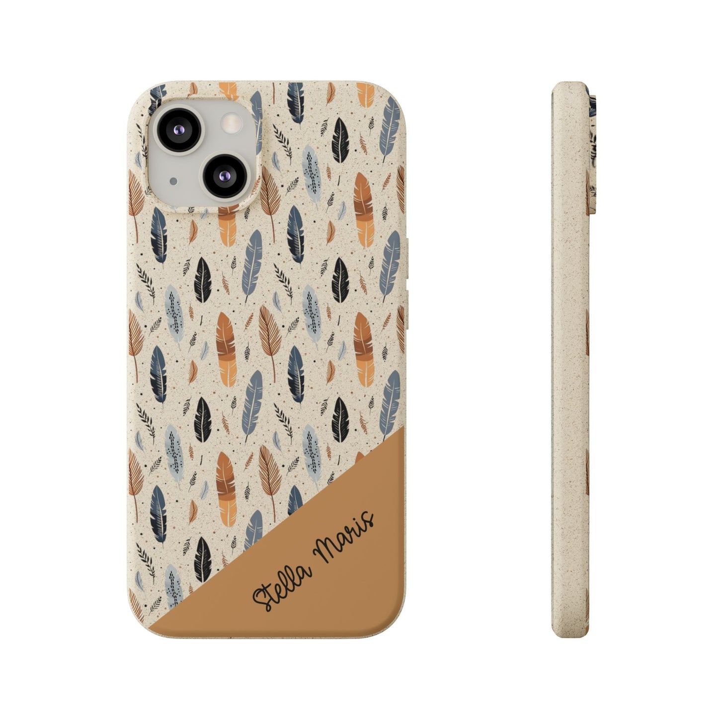 Personalized Whispering Feathers Samsung and iPhone Biodegradable Case, Custom Name Case.