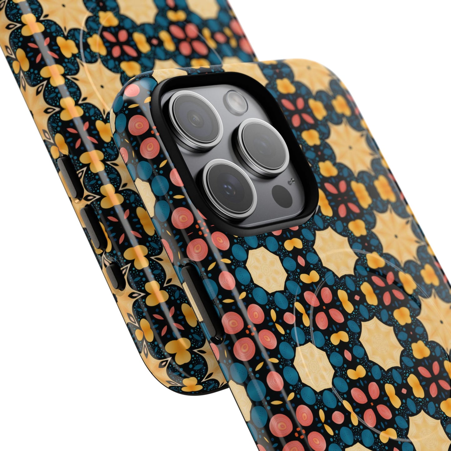 Celestial Spice Tiling Colorful Tough Magnetic iPhone Case, Unique iPhone Cover, Artistic Mobile Shell, Durable Design Accessory, Trendy Gift Idea, MagSafe® iPhone Case.