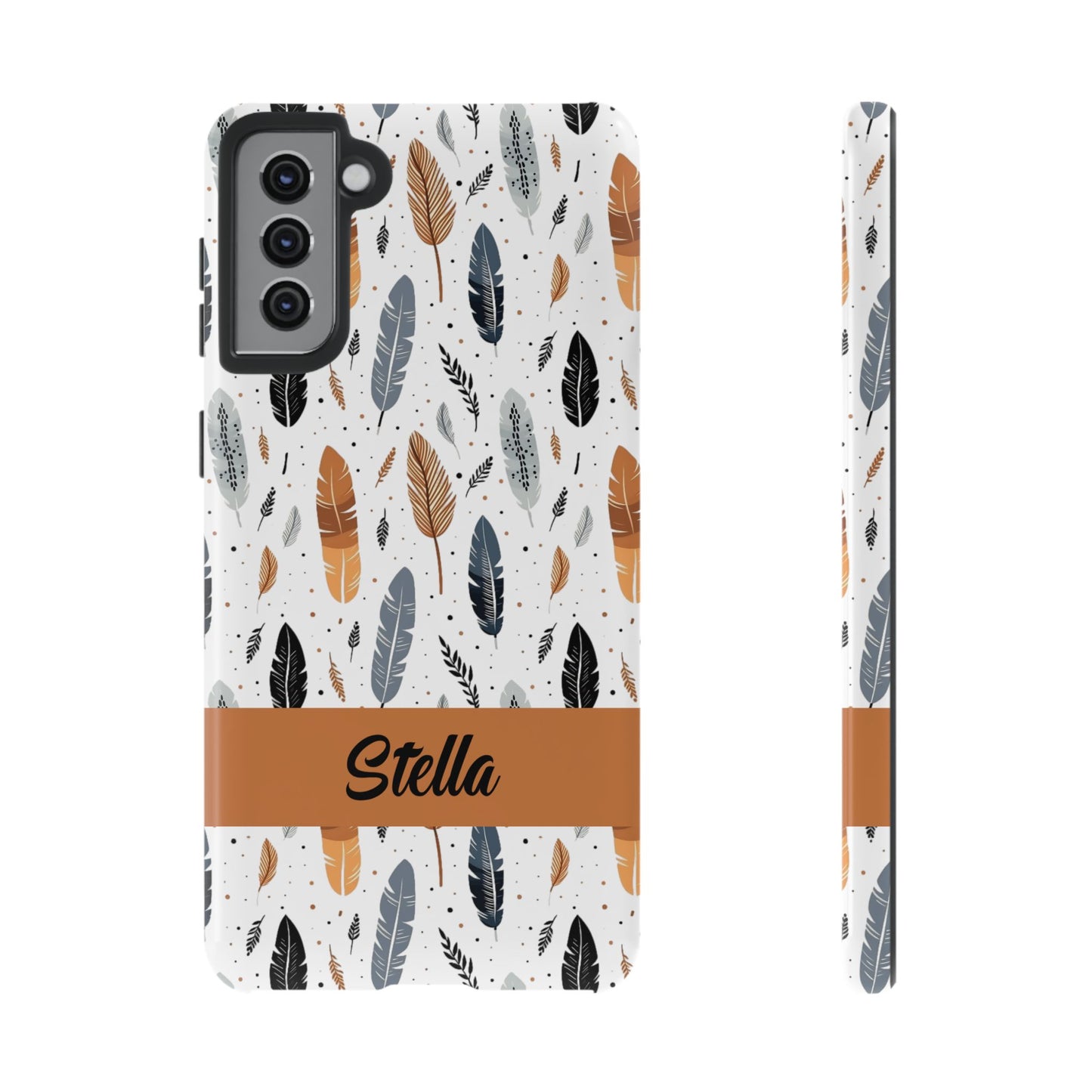 Personalized Whispering Feathers Samsung, Google Pixel and iPhone Case, Custom Name Case.