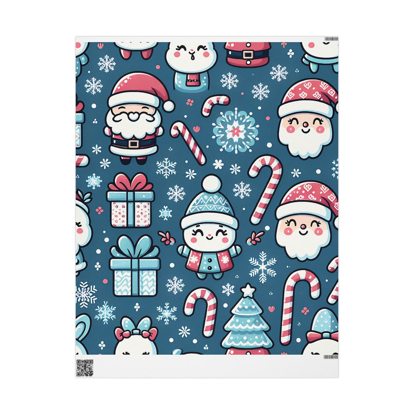Wrapping Papers - Blue Santa Claus Holiday Collection - Matte or Glossy Finish - 90gsm Paper