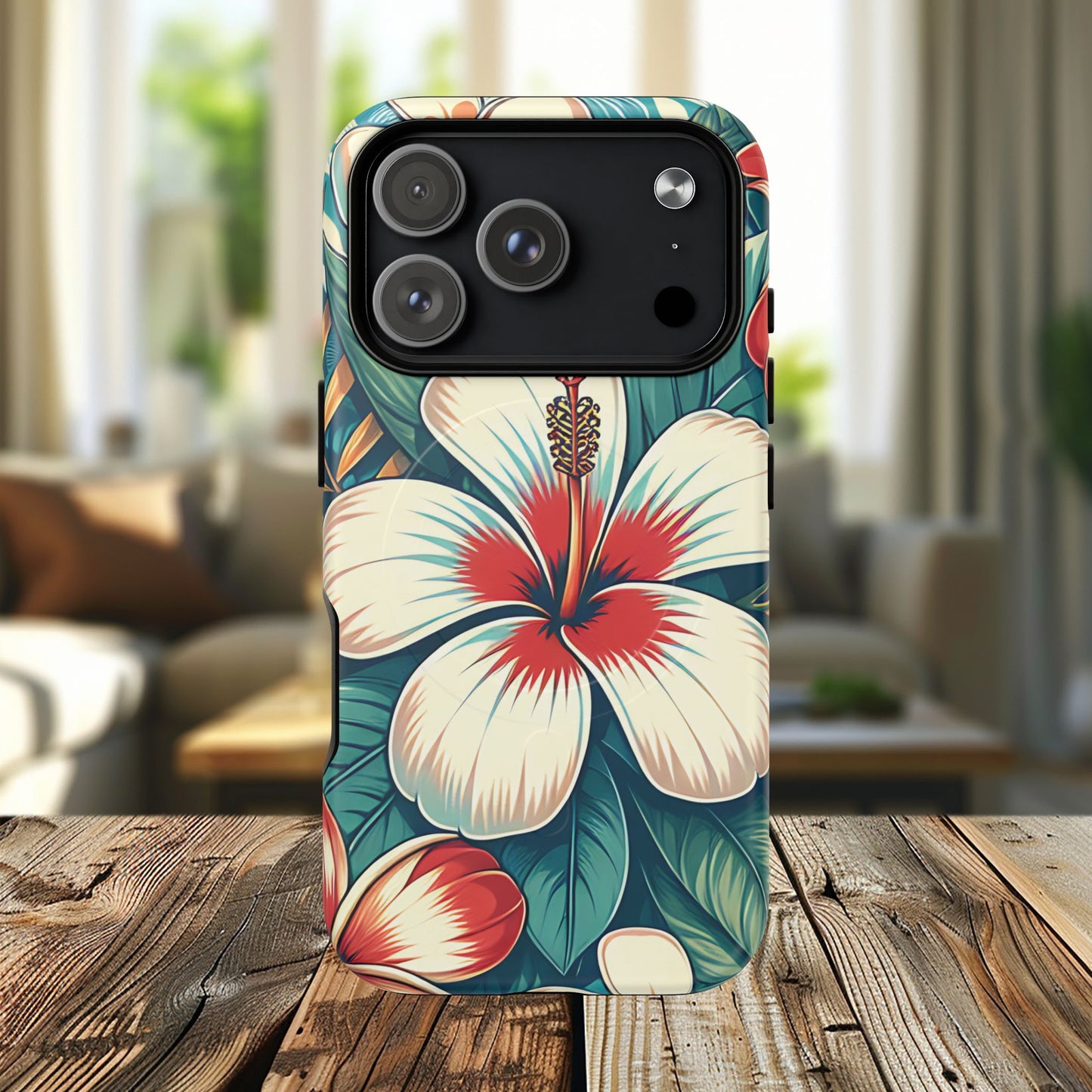 Tropical Hibiscus MagSafe® iPhone® Tough Case - Stylish Phone Protection Gift for Nature Lovers, Vibrant, Summer Vibes.