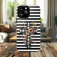 Grace in Bloom Tough Magnetic iPhone Case with Floral Cross Design, Boho iPhone Cover, Striped iPhone Case, Unique Religious Gift, Trendy Cell iPhone Accessory.
