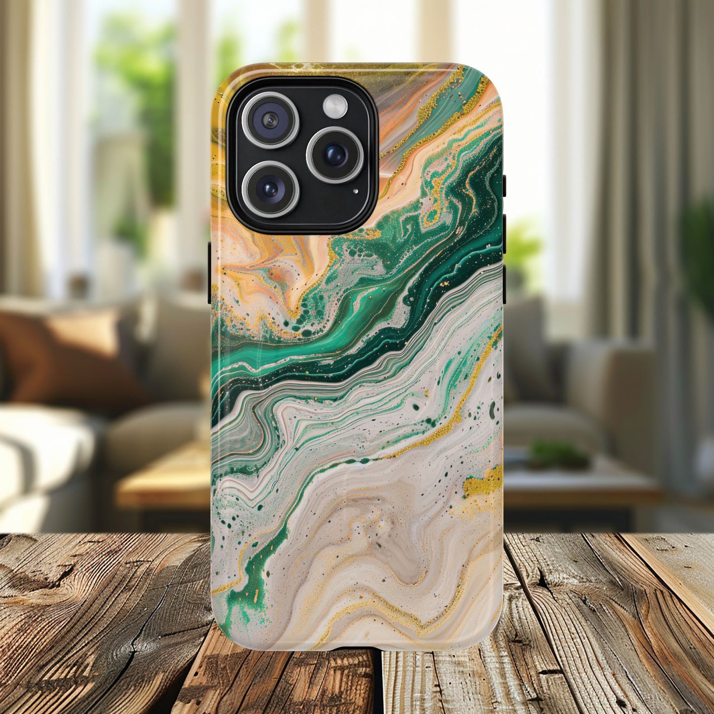 Magnetic iPhone Cases with Green Marble Design, Tough Magnetic Cases, iPhone Accessories, Gift for Her, Trendy iPhone Cover
