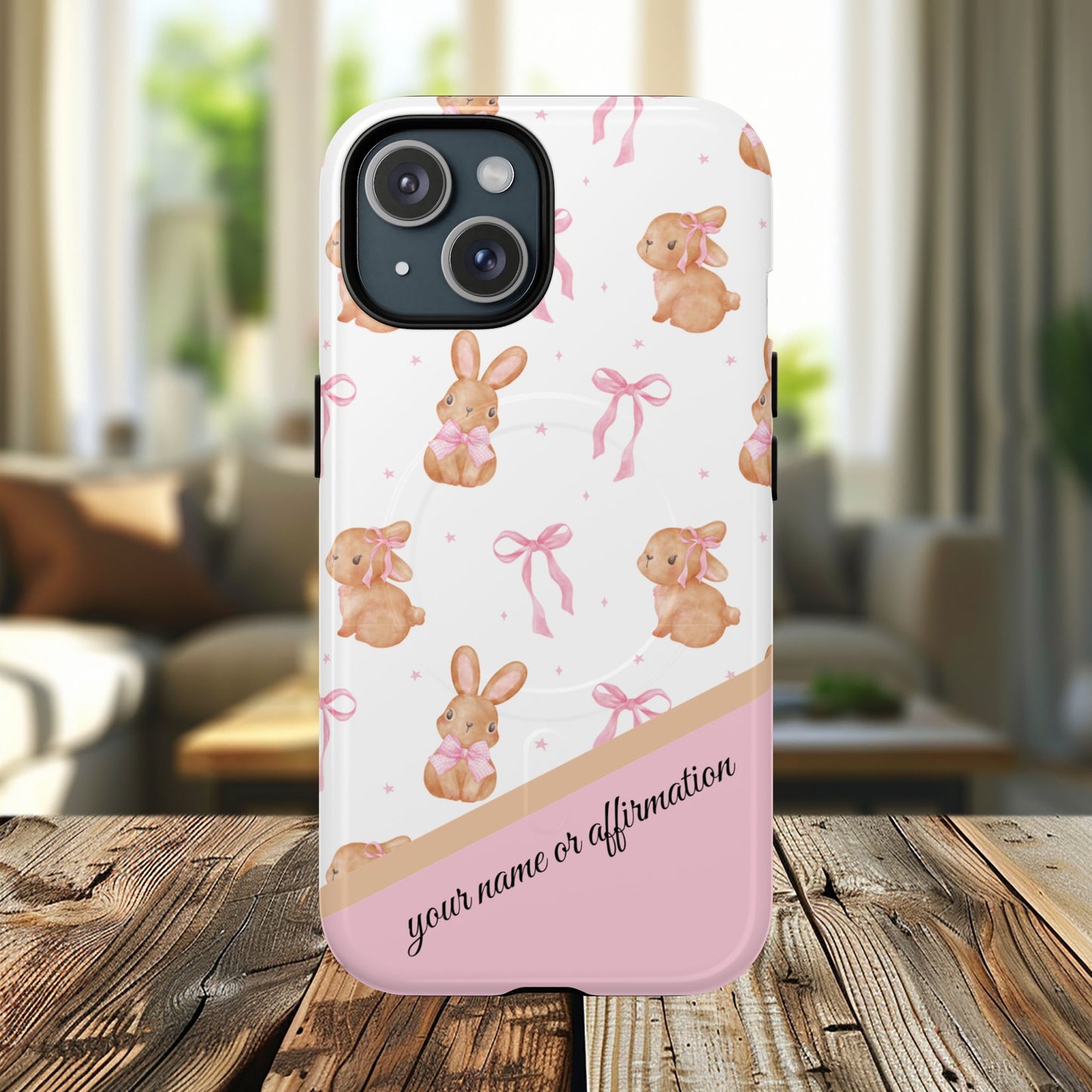 Personalized Bunny iPhone Case - Cute Animal Design, Tough MagSafe® Magnetic Case, Easter Gift, Spring Aesthetic, Kids Accessories