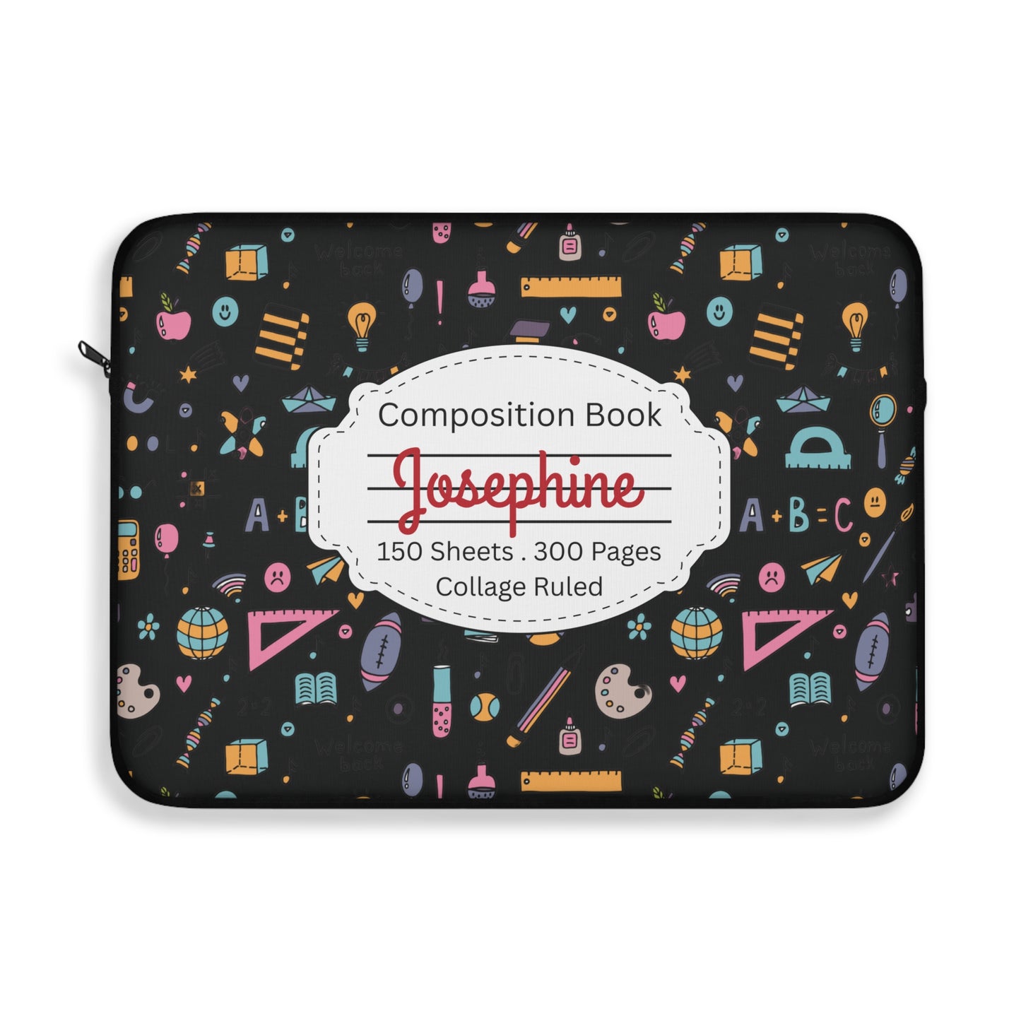Personalized Chalkboard Chic Laptop Sleeve with Composition Book Inspired Design, Educational Gift for Teachers, Classroom Organization, Back to School, Unique Teacher Accessory