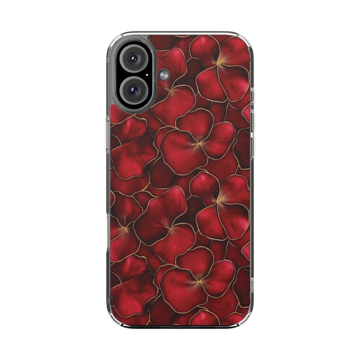 Velvet Petal Noir Floral Petal Clear Impact-Resistant iPhone and Samsung Case.