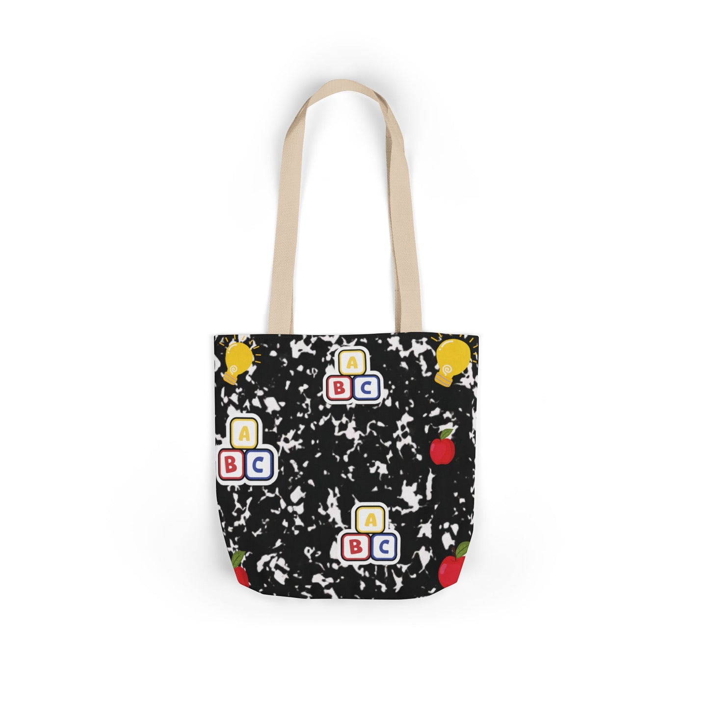 Personalized Black Composition Book Inspired Canvas Tote Bag with Colorful Straps, Cute School Bag, Eco-Friendly Tote, Back to School Shopping Bag, Teacher Gift Idea