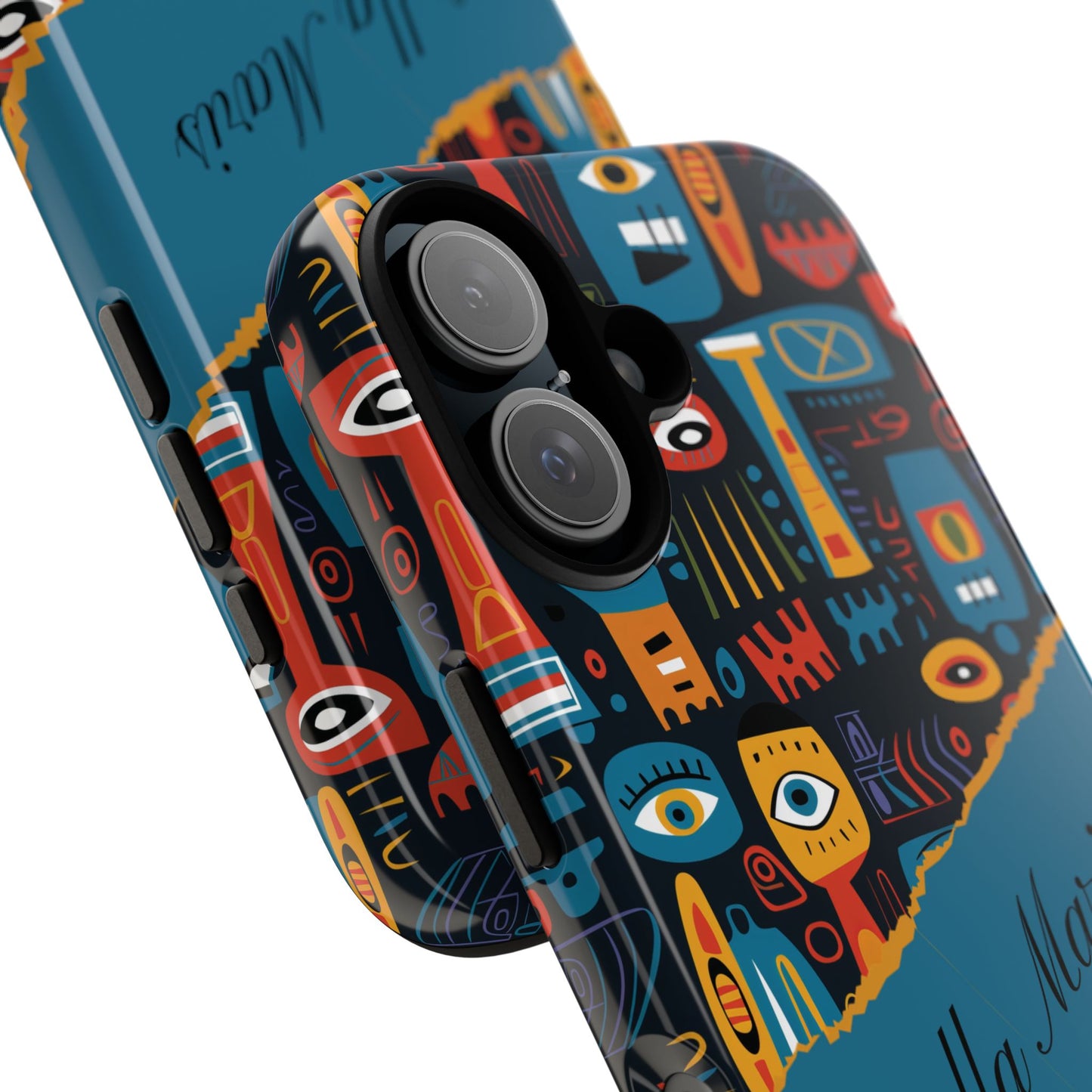 Personalized Colorful Abstract Faces Tough iPhone, Google and Samsung Case with Custom Name, Artistic Phone Cover, Phone Protector