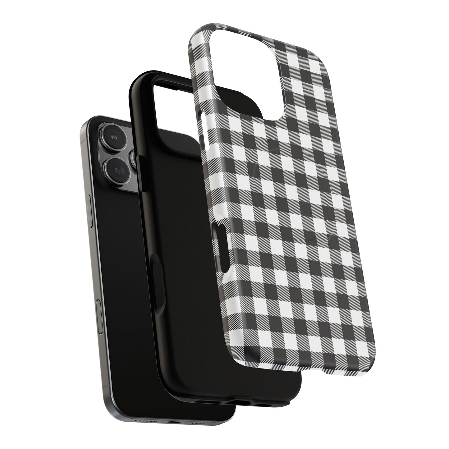 Black and White Gingham Phone Case, Tough Magnetic Cases, Stylish Phone Cover, Gift for Her, Trendy Phone Accessory, Checkered Print