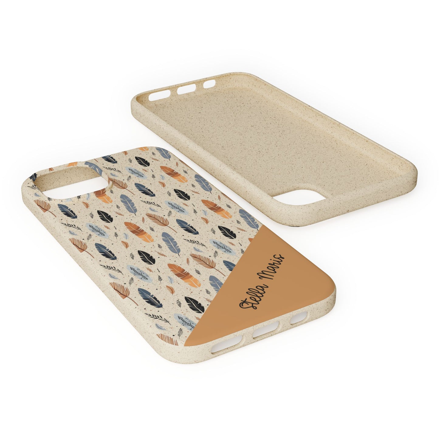 Personalized Whispering Feathers Samsung and iPhone Biodegradable Case, Custom Name Case.