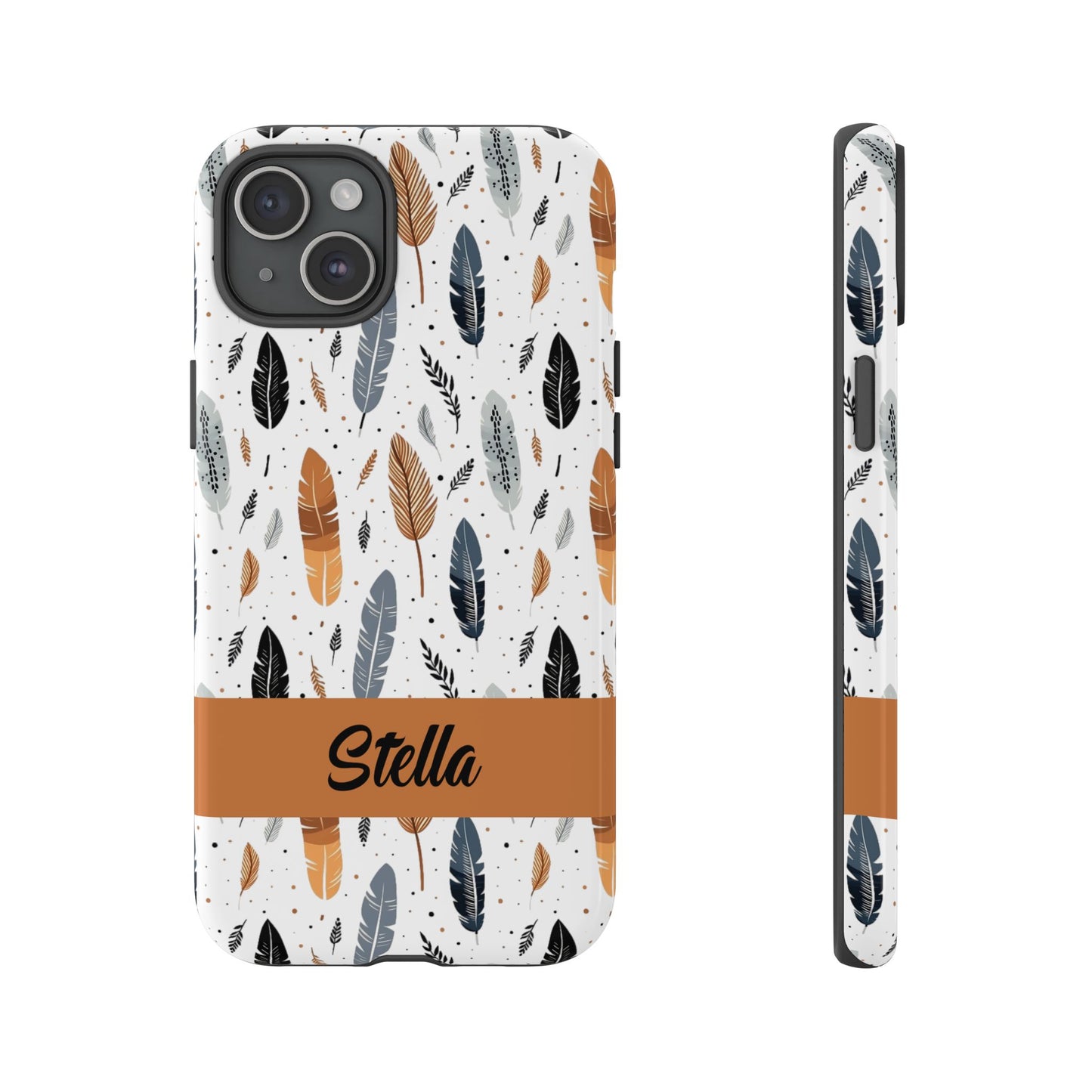 Personalized Whispering Feathers Samsung, Google Pixel and iPhone Case, Custom Name Case.