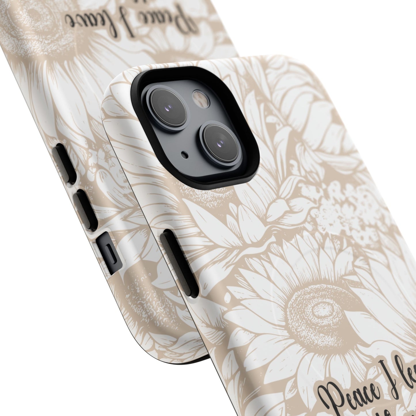 Peace I Leave with You John 14:27,Tough iPhone Magnetic MagSafe® Case Scripture, Sunflower Bible Verse,  iPhone® 13,  14, iPhone 15, iPhone 16, 17, Pro, Pro Max, Plus Cases.