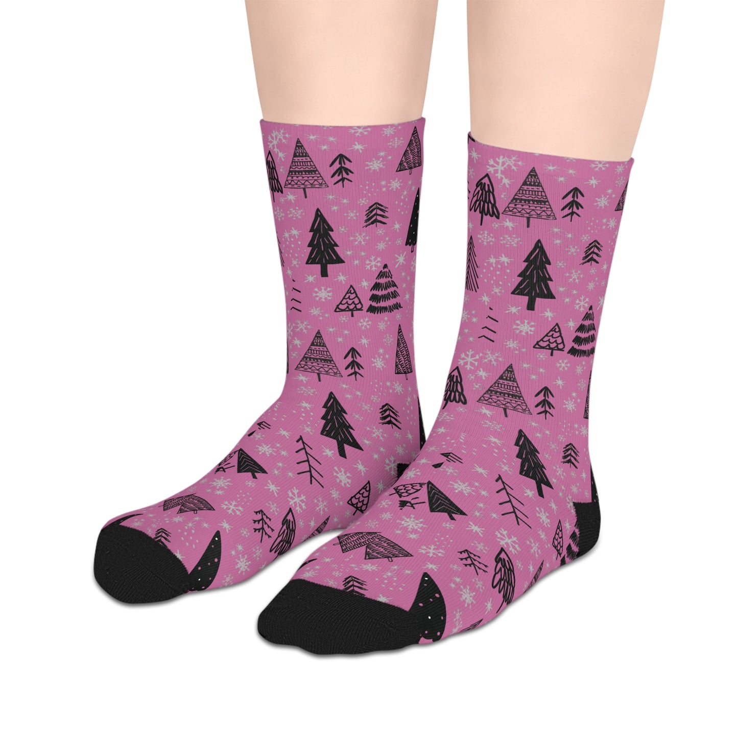 Winter Wonderland Pink  Mid-Length Socks