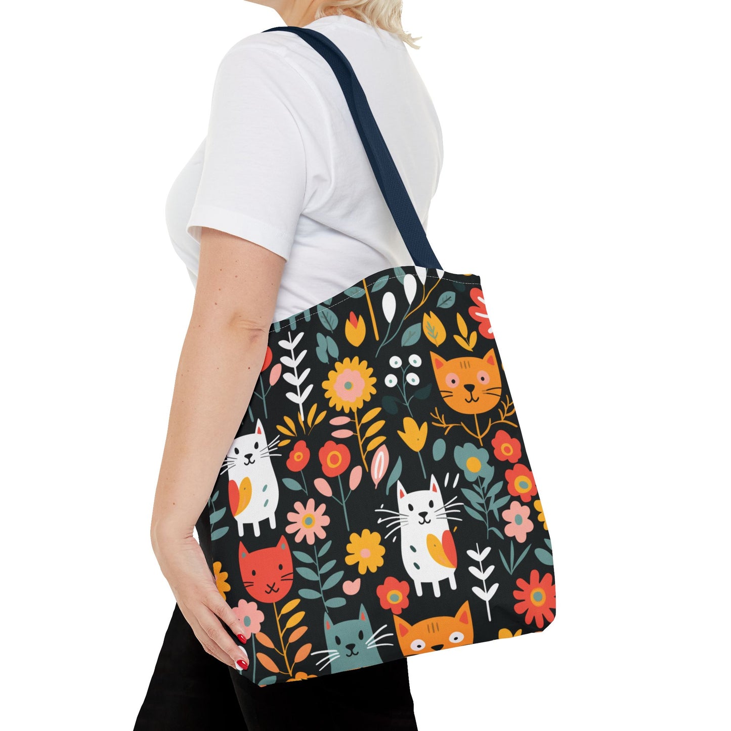 Whimsical Feline Garden Tote Bag (AOP)