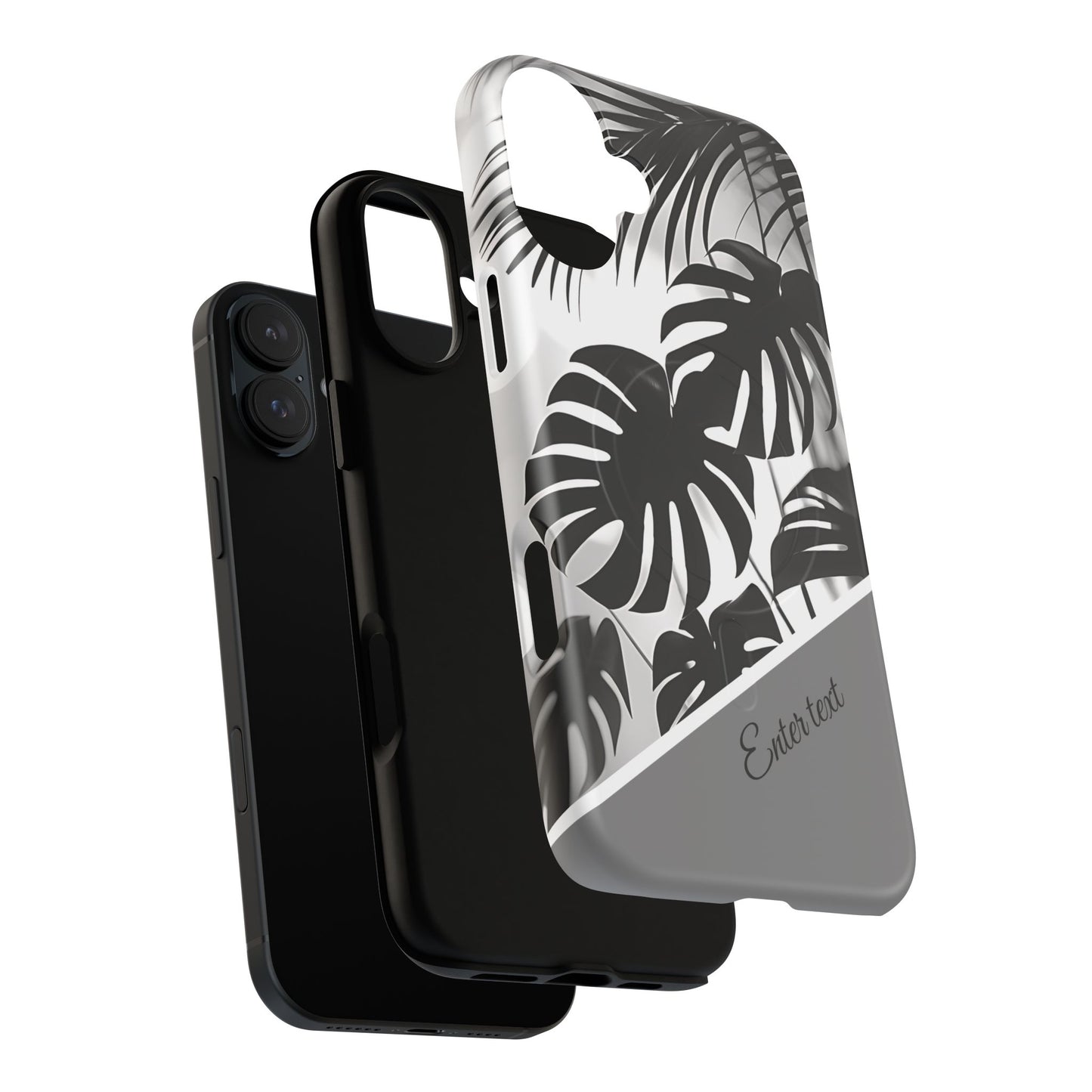 Personalized Monochrome Monstera Tropical Phone Case - Tough Magnetic MagSafe® Cases, Gifts for Nature Lovers, Stylish Phone Accessories, Gifts for Her.