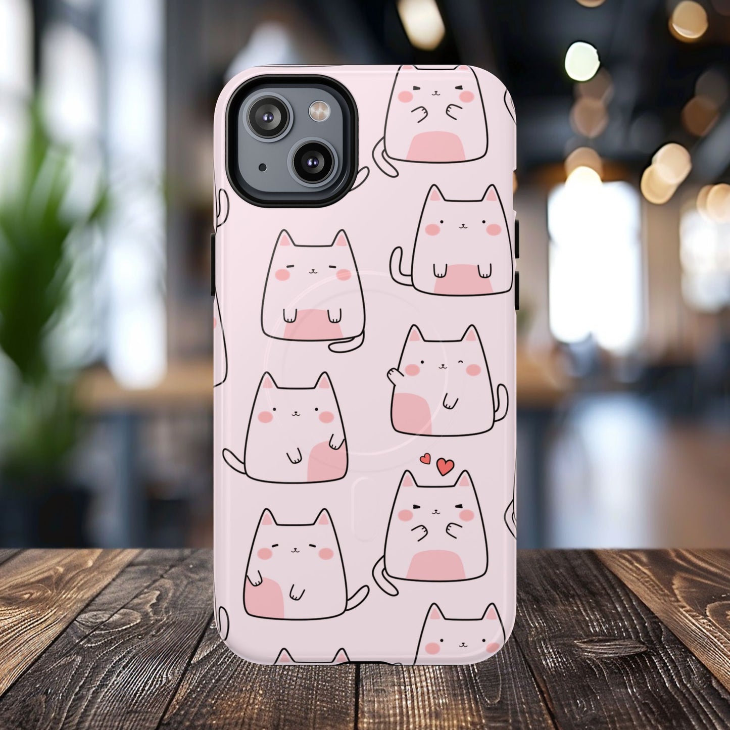 Cute Cat Magnetic iPhone Case, Tough iPhone Cover, Cat Lover Gift, Kawaii Style Case, Pet-Themed Gift
