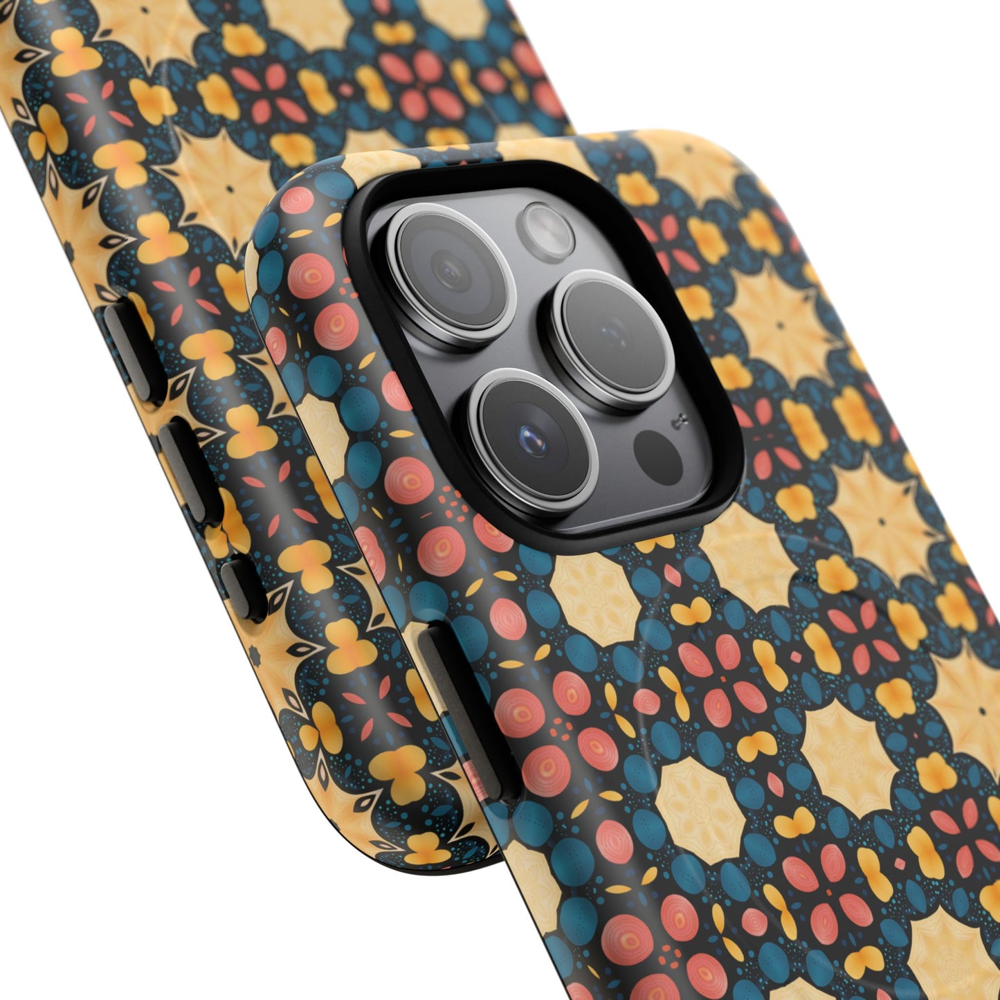 Celestial Spice Tiling Colorful Tough Magnetic iPhone Case, Unique iPhone Cover, Artistic Mobile Shell, Durable Design Accessory, Trendy Gift Idea, MagSafe® iPhone Case.