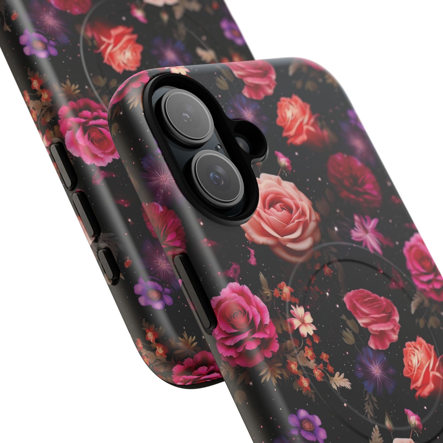 Starry Rose Garden Tough Magnetic Phone Case, Stylish Phone Cover, Gift for Her, Elegant Floral Design, Durable Phone Accessories