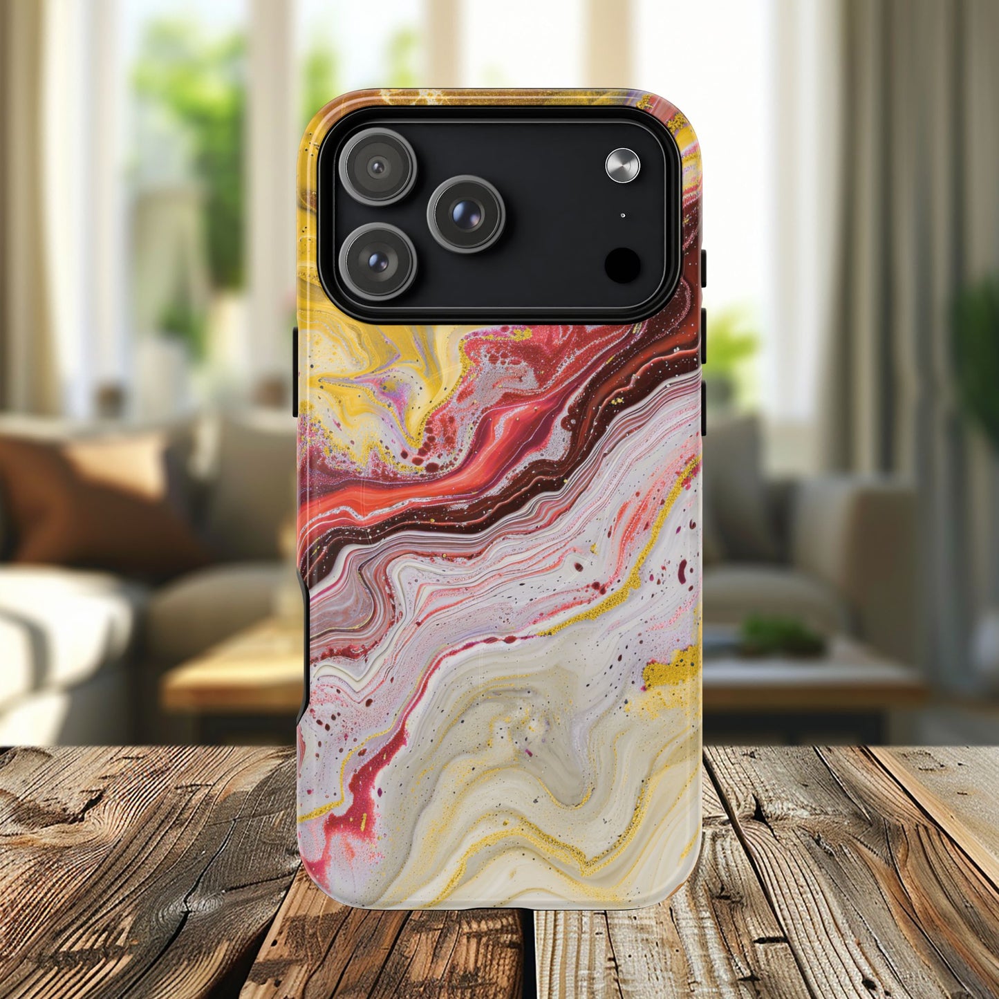 Colorful Red Marble iPhone Case, Tough Magnetic Cases, Stylish iPhone Protection, Unique Gift for iPhone Lovers, iPhone Accessories