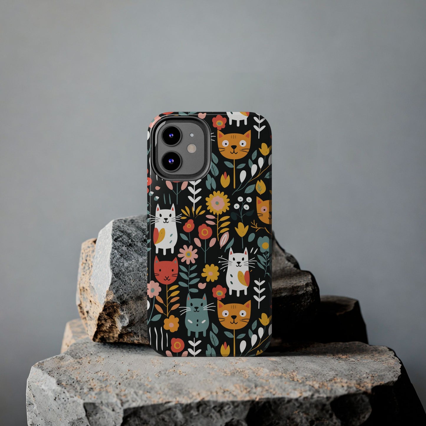 Whimsical Feline Garden iPhone and Samsung Tough Phone Cases,
