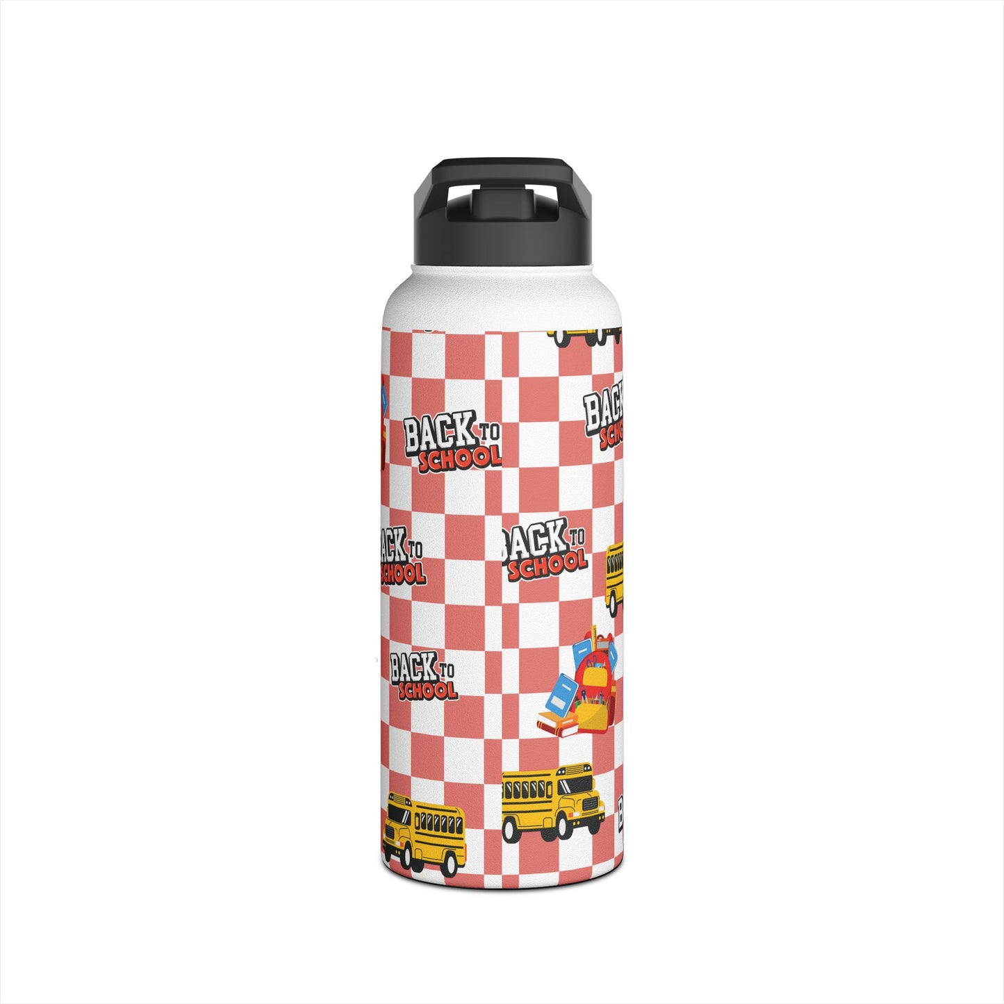 Personalized Red Schoolyard Chic Inspired Stainless Steel Water Bottle for Kids, Eco-Friendly Drinkware, Back to School, Teacher Gifts