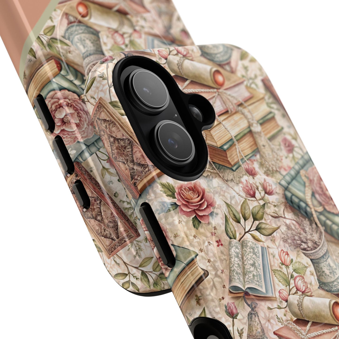 Persoonalized Vintage Book Lover's Tough Magnetic iPhone Case, Literary Gifts, Floral Design, Bookish Aesthetic, Unique Gift for Readers, Protective Case
