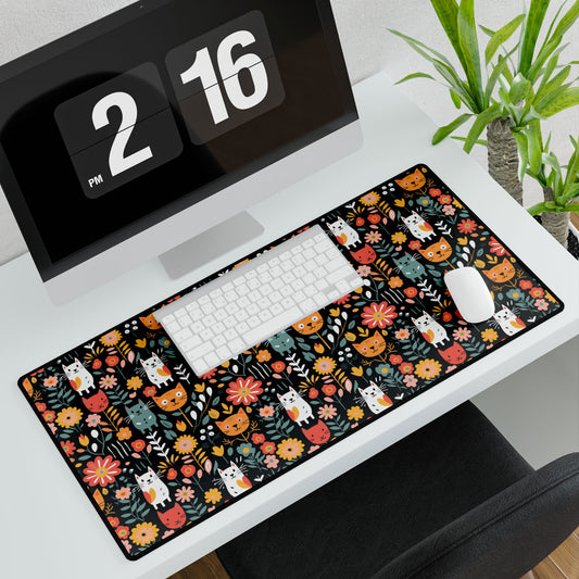 Whimsical Feline Garden Desk Mats