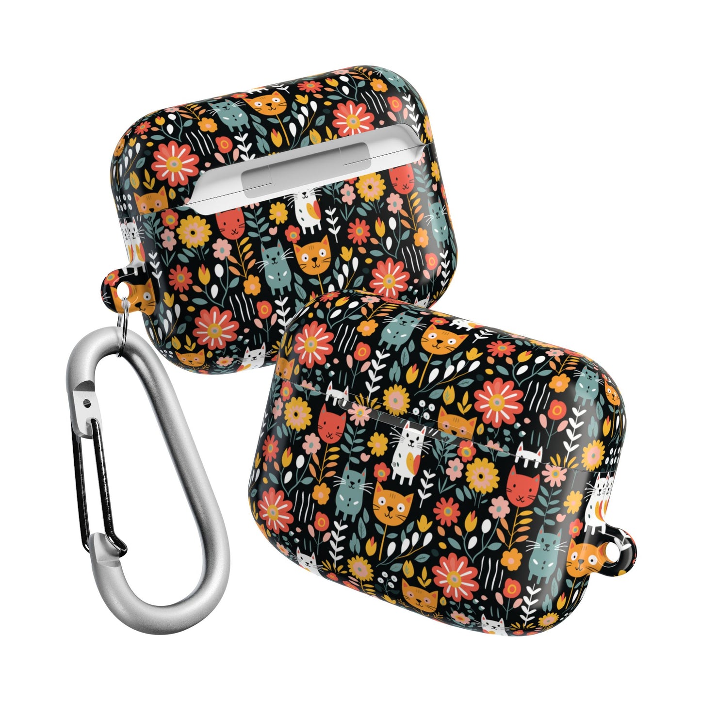 Whimsical Feline Garden AirPod Cases (AOP) - Fun & Colorful Accessories for Pet Lovers.