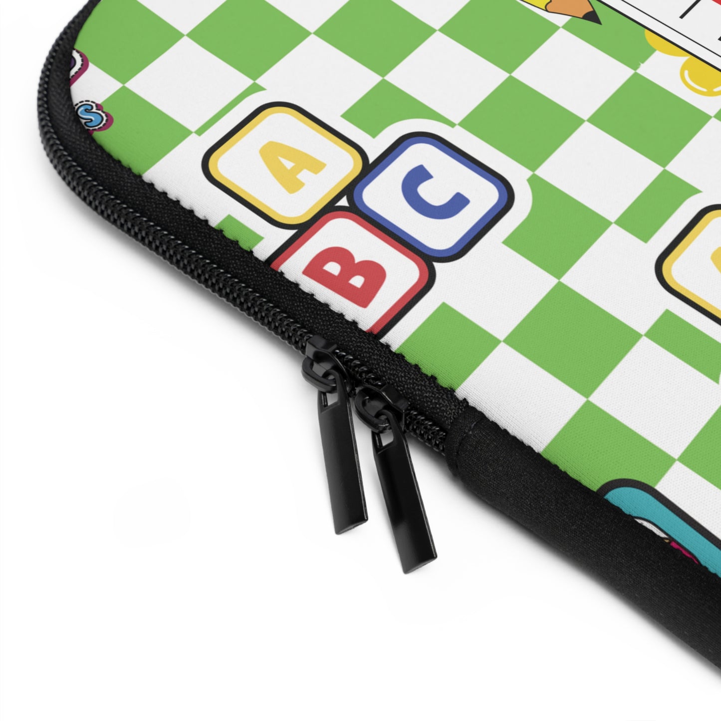 Personalized Green SchoolYard Chic Laptop Sleeve with Composition Book Inspired Design, Customizable Tech Case, School Supplies, Gift for Students, College Essentials, Back to School