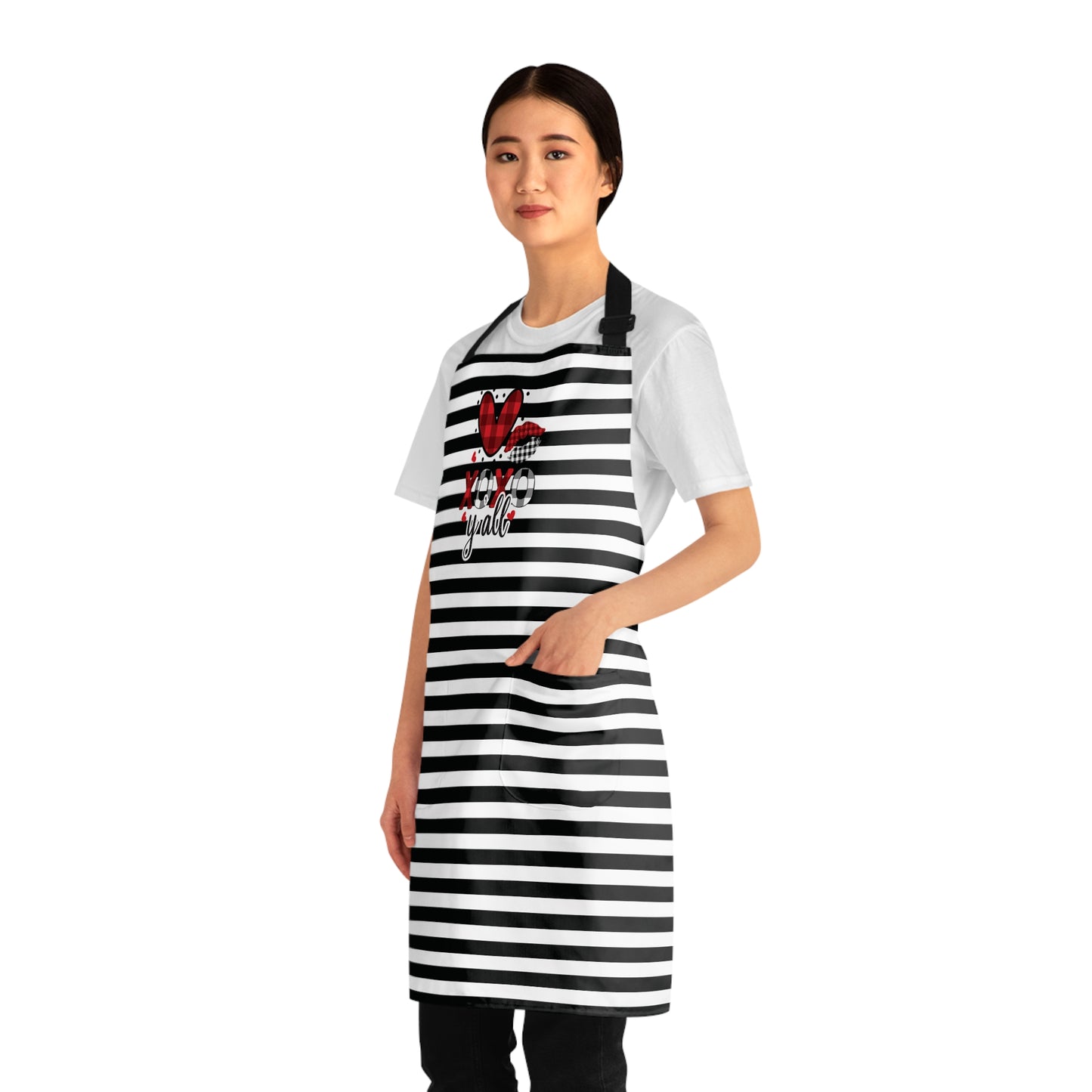 Striped Love You Grilling Apron with Tie Straps (AOP).