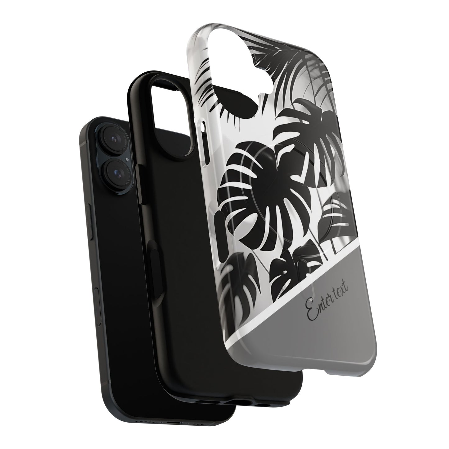 Personalized Monochrome Monstera Tropical Phone Case - Tough Magnetic MagSafe® Cases, Gifts for Nature Lovers, Stylish Phone Accessories, Gifts for Her.