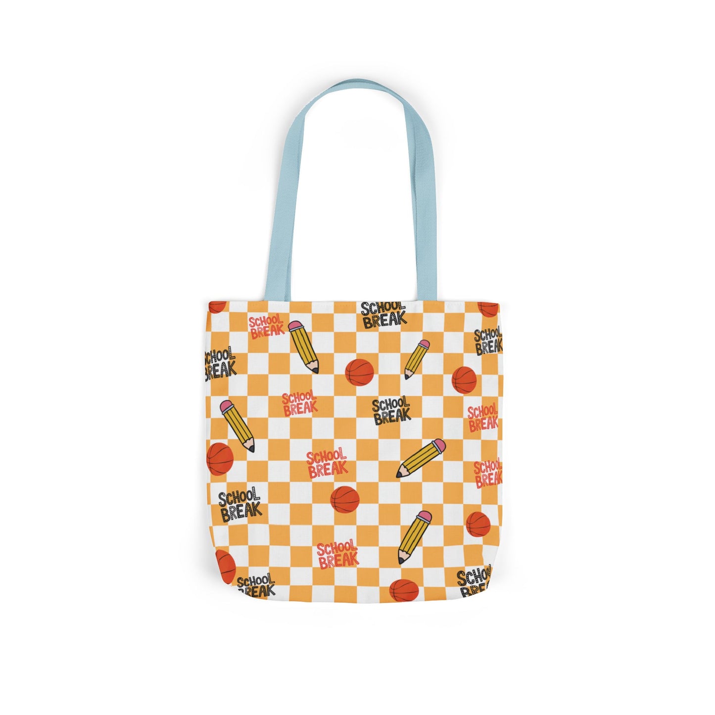Personalized Orange Schoolyard Chic Composition Book Inspired Canvas Tote Bag with Colorful Straps, Cute School Bag, Eco-Friendly Tote, Back to School Shopping Bag, Teacher Gift Idea