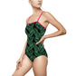 Black Tropical Bliss Women's One-piece Swimsuit (AOP)