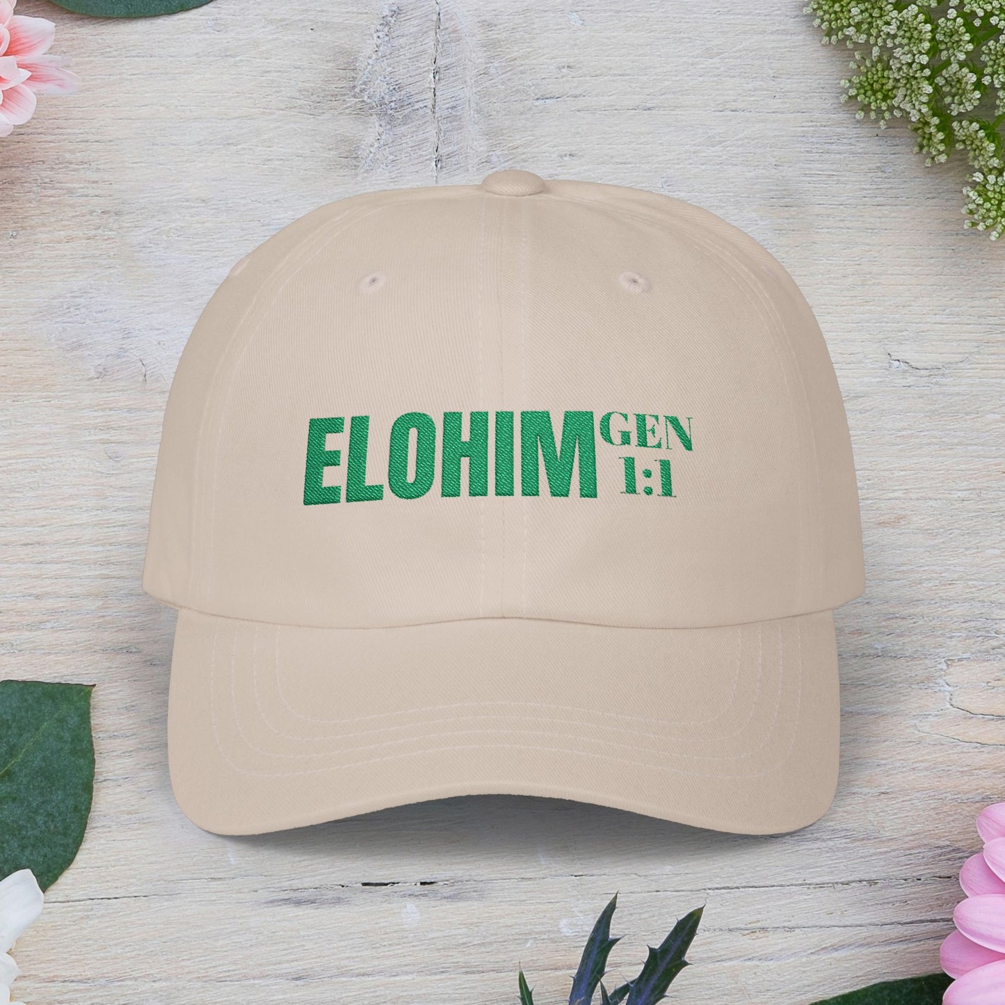 Classic Embroidery Dad Cap with 'ELOHIM, GENESIS 1:1' - Faith-Based Hat, Casual Wear, Gift for Dad, Christian Accessory, Summer Fashion