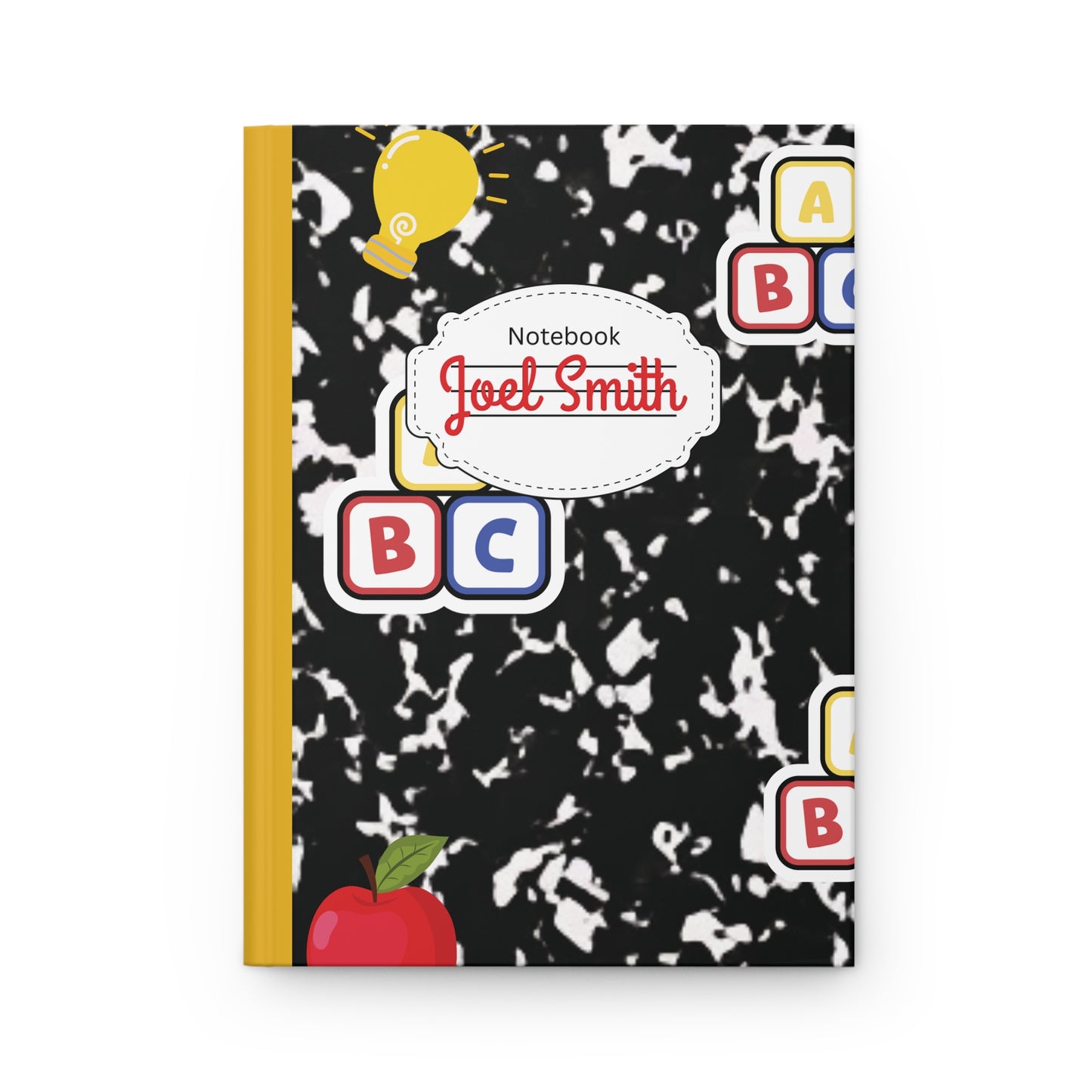 Custom Black Composition Book Inspired Ruled Hardcover Journal for Kids, Fun School Notebook, Customizable Composition Book, Back to School Gift, Learning Organizer