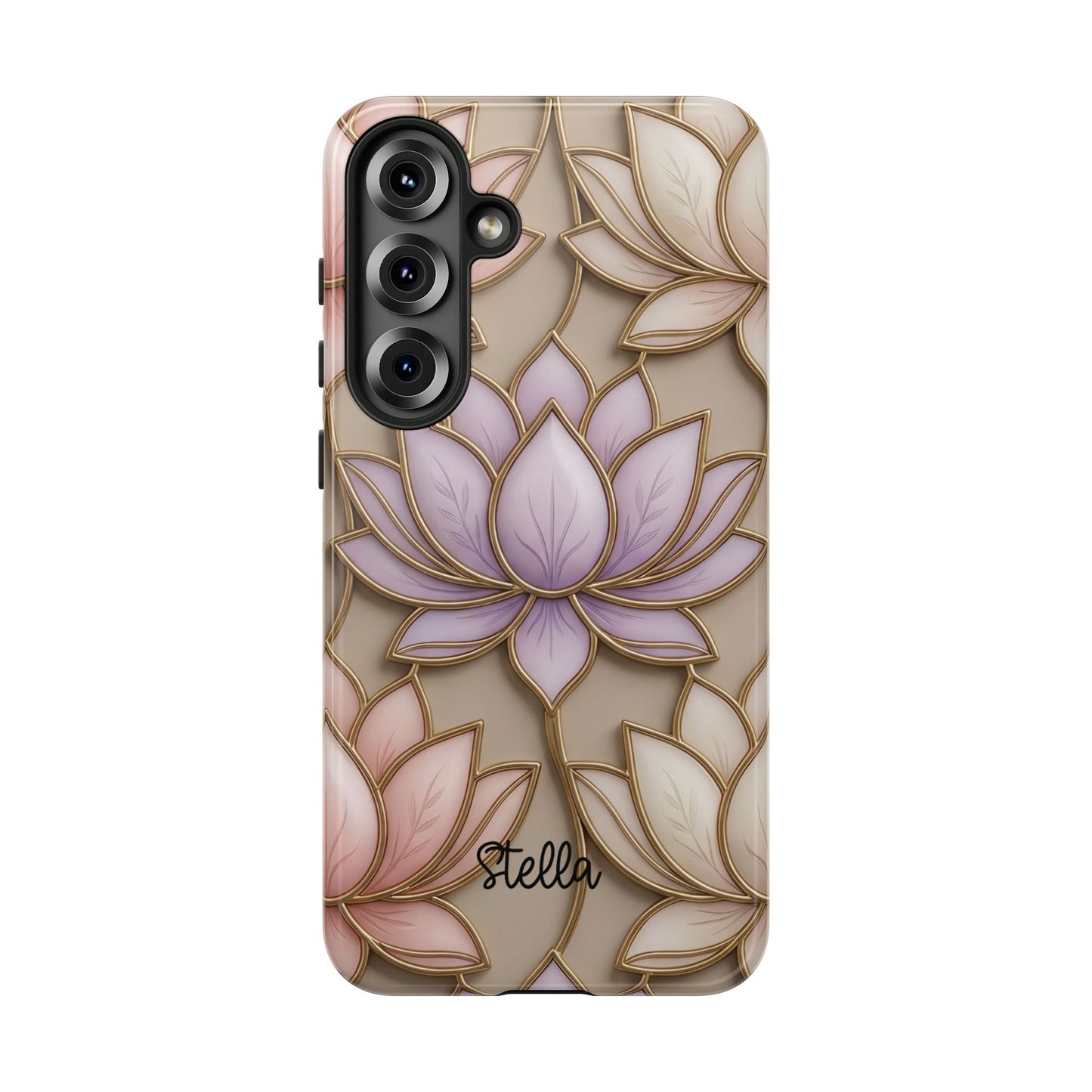 Personalized Lotus Floral Stained Glass Effect Tough Phone Case