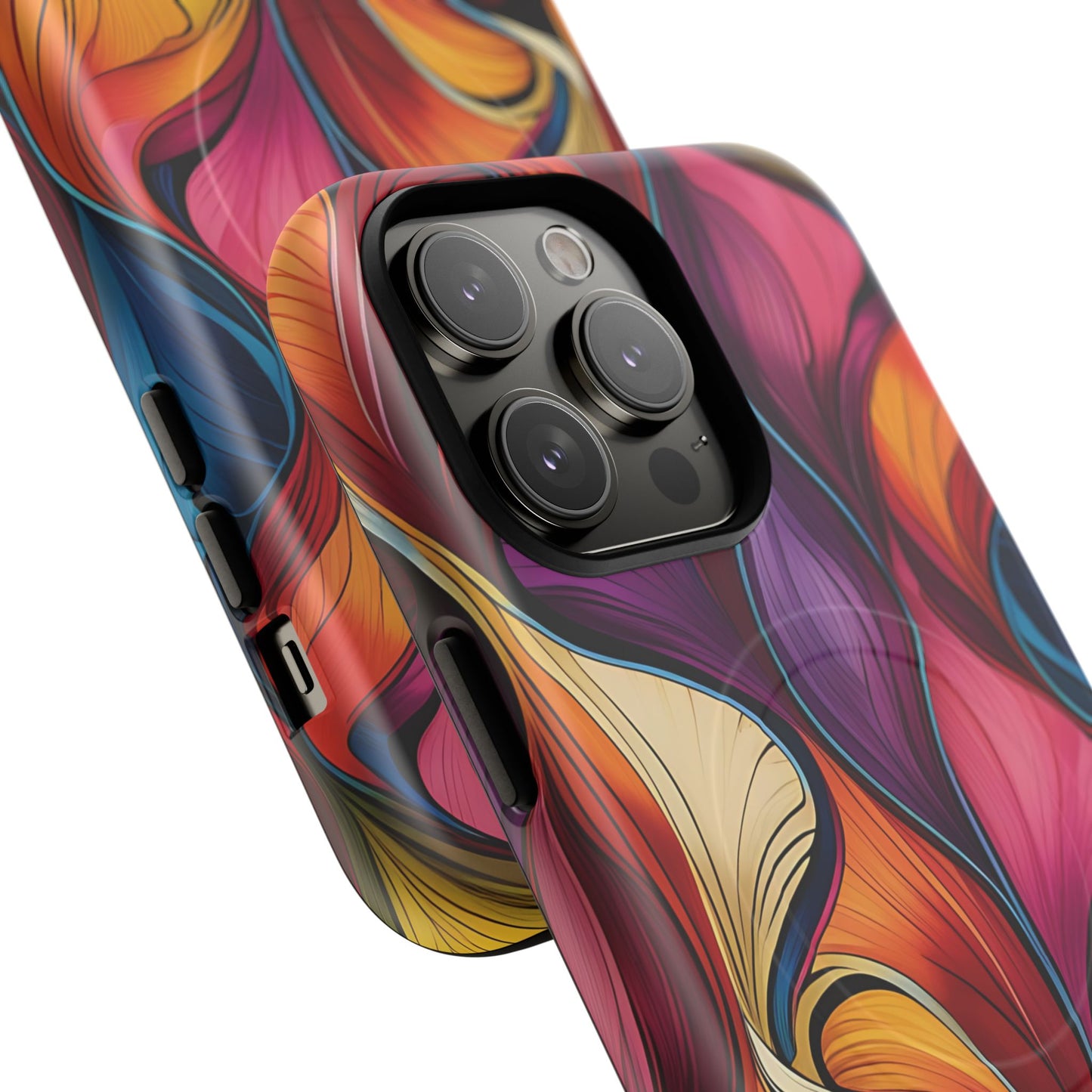 Vibrant Leaf Wave Tough Magnetic Phone Case, Vibrant Smartphone Cover, Unique Protective Case for Gifts, Phone Accessories, Trendy Design