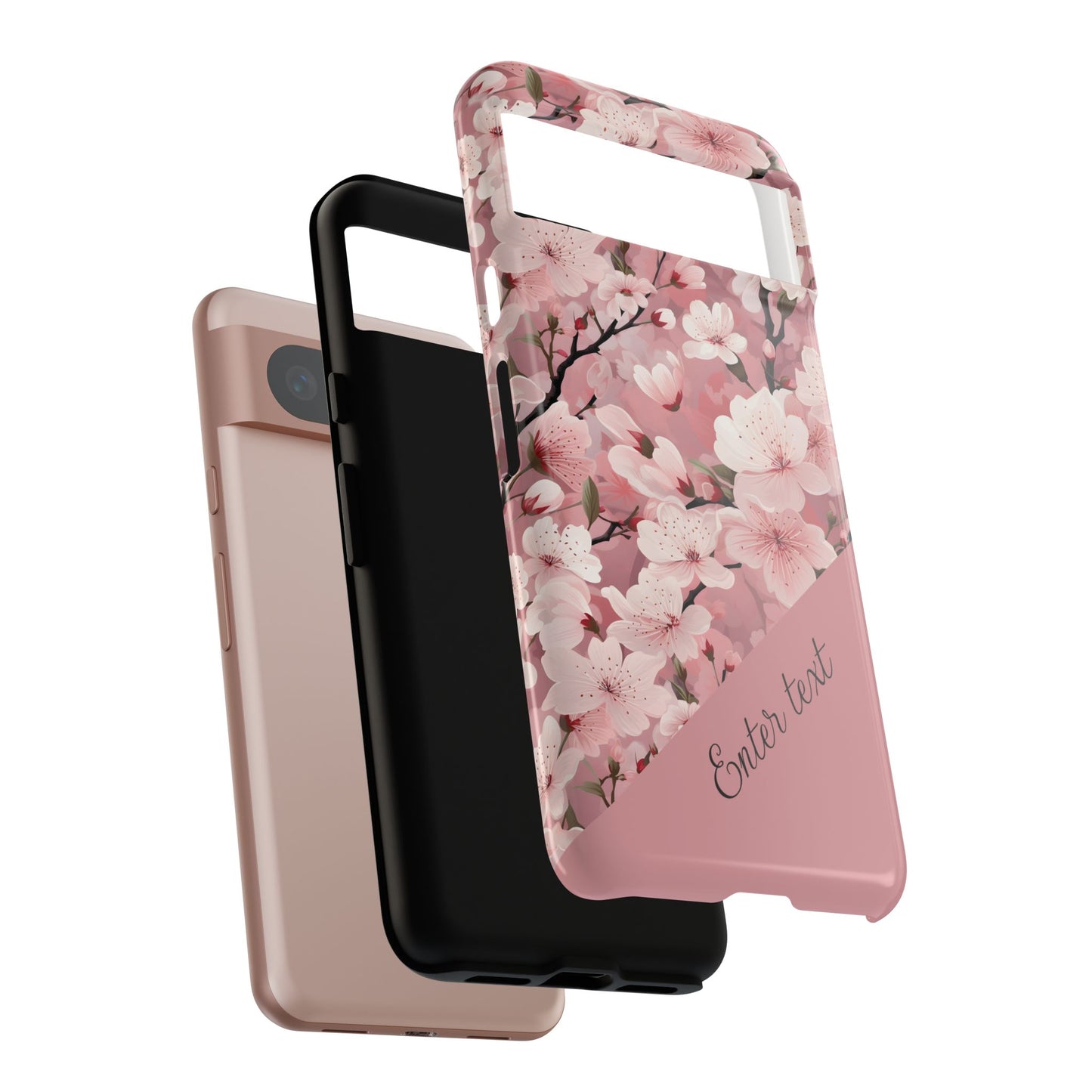 Personalized Cherry Blossom Tough Phone Case — Pink Floral Protective Case for Samsung & Google