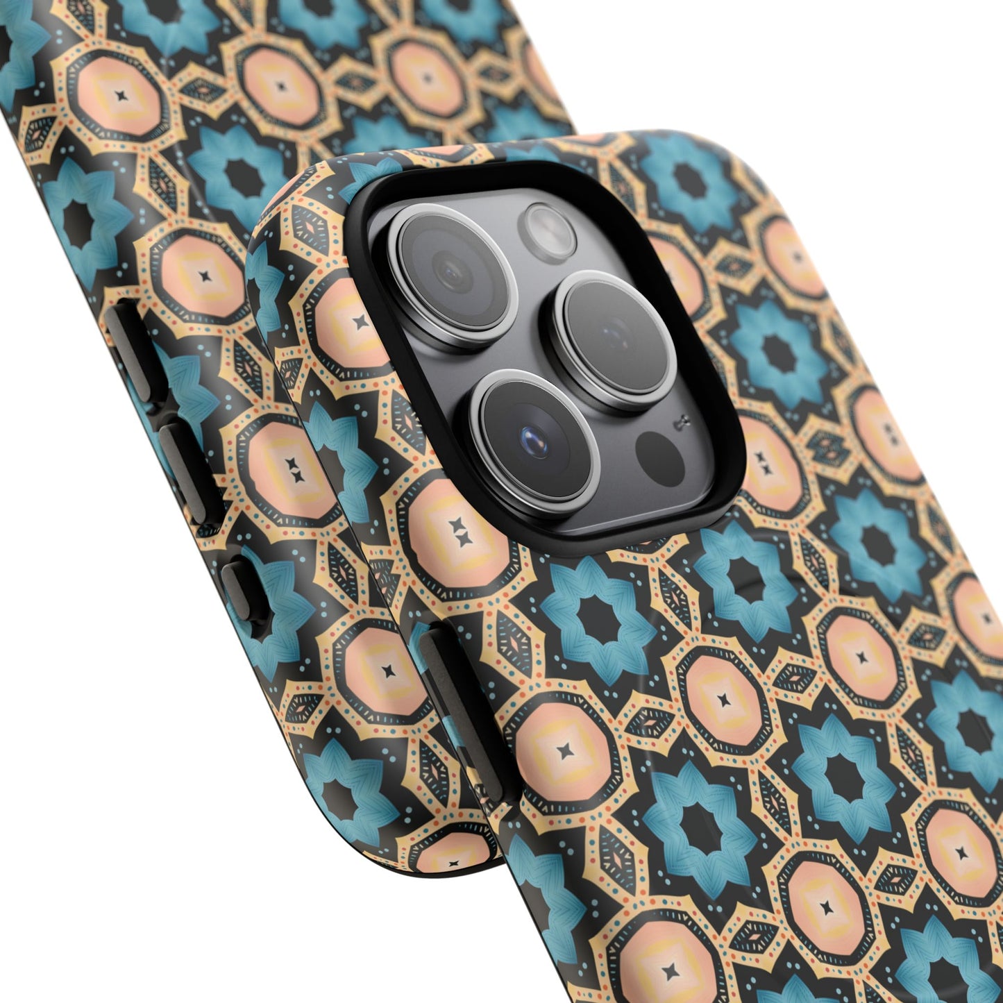 Sahara Star Mosaic Colorful Geometric iPhone Cases, Tough Magnetic iPhone Cases, Vibrant Design iPhone Cover, Durable iPhone Protection, Stylish Tech Accessories.