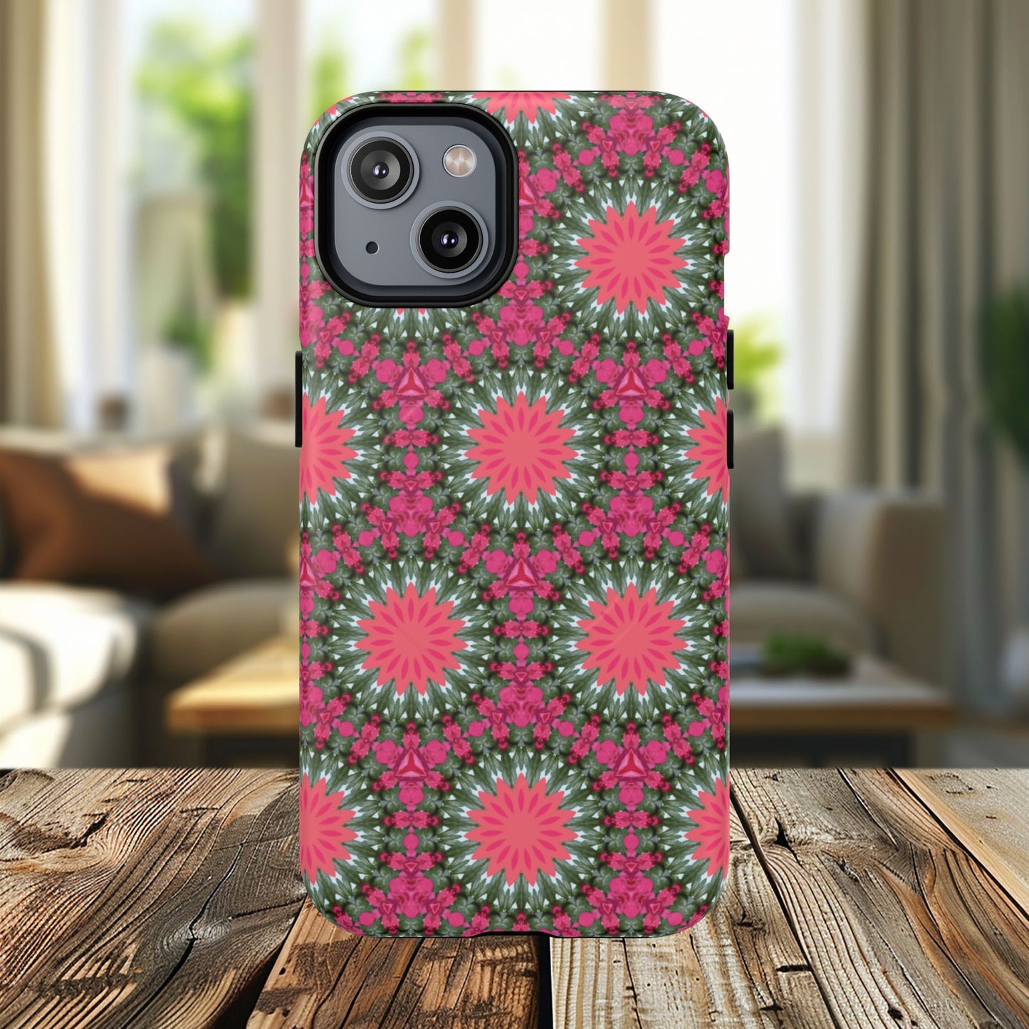 Floral KaleidoBloom iPhone Case, Tough Magnetic Cases, Floral iPhone Cover, Stylish Tech Accessory, Durable Design, Vibrant Gift Idea