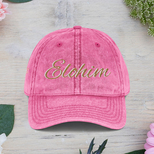 Vintage Embroidered Dad Cap with 'ELOHIM GENESIS 1:1' - Stylish Casual Hat, Gift for Him/Her, Summer Accessory, Trendy Streetwear, Spiritual Fashion