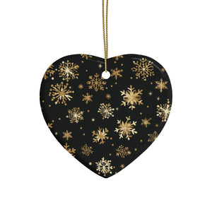 Black and Gold Snowflake Elegance Ceramic Ornaments (1pcs, 5pcs, 10pcs, 20pcs)
