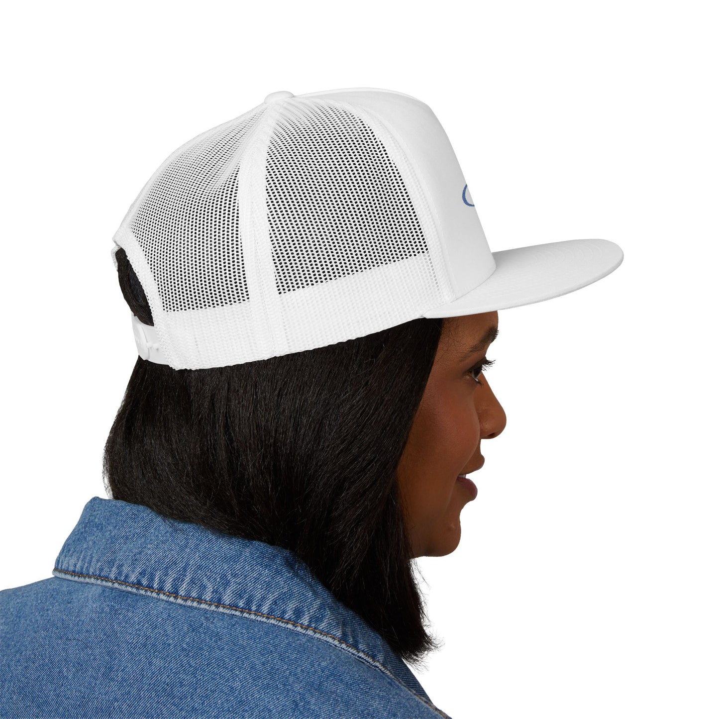 Navy 'ELOHIM, GENESIS 1:1'  Embroidered 5 Panel Trucker Cap | Casual Style Hat, Adjustable, Unisex, Perfect Gift for Outdoors, Festivals, Daily Wear
