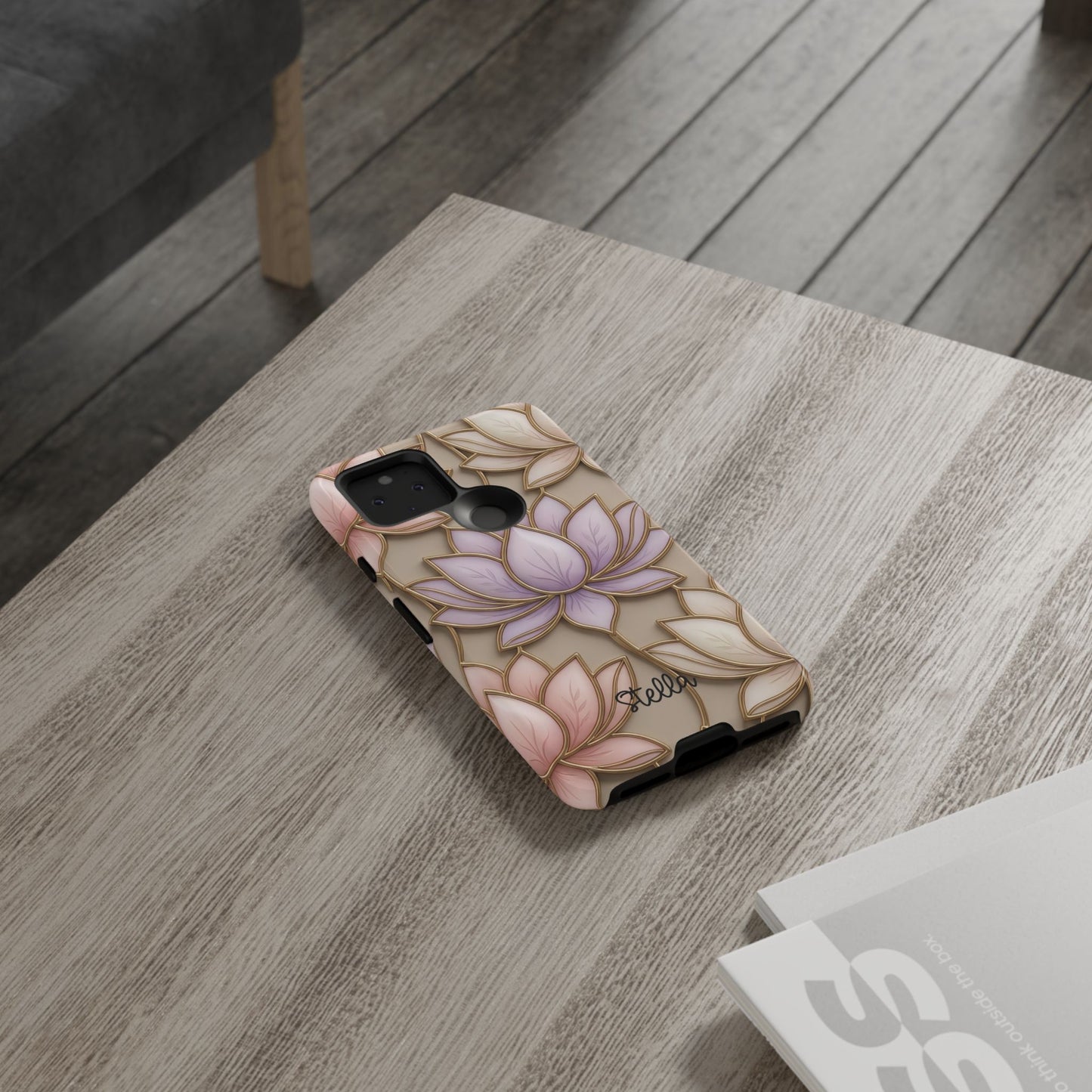 Personalized Lotus Floral Stained Glass Effect Tough Phone Case