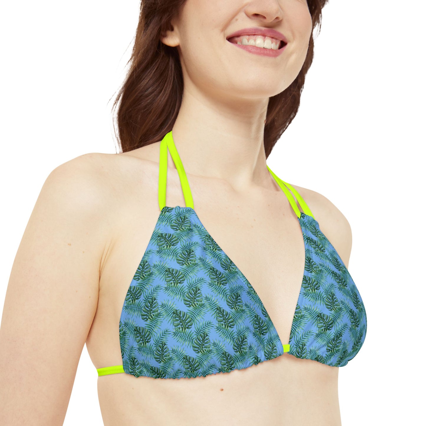 Blue Tropical Bliss Strappy Bikini Set (AOP)