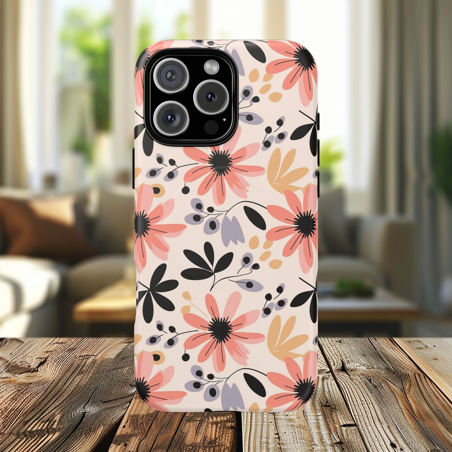 Stylish Soft Petal Noir iPhone Case, Floral iPhone Accessory for Her, Tough iPhone Magnetic Cases, Trendy iPhone Cover, Gift for Friends, Summer Vibes